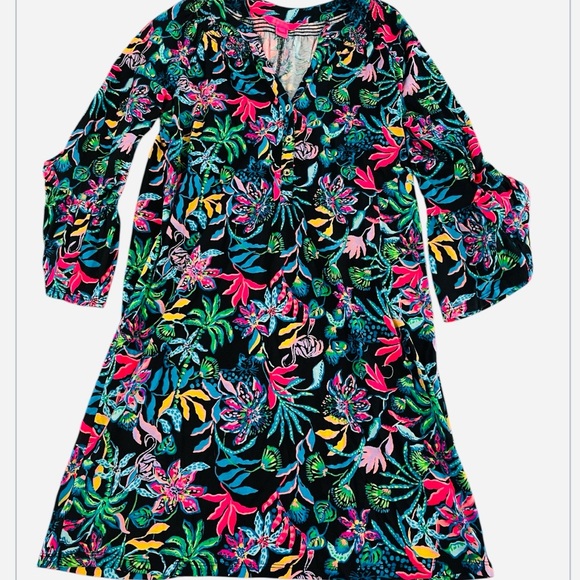 Lilly Pulitzer Norris 3/4 Sleeve Dress Onyx Paradise Glow S - Picture 6 of 10